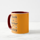 Thank a Worker Today Minimal Typography Design マグカップ (正面左)