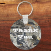 Thank Black Brown Driftwood Pattern 感謝してい キーホルダー (正面)