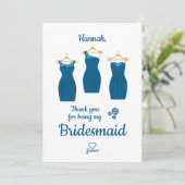 Thank Bridesmaid with Dresses in Blue Shades サンキューカード (スタンド正面)