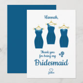 Thank Bridesmaid with Dresses in Blue Shades サンキューカード (正面/裏面)