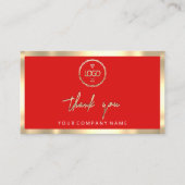 Thank Business Insertロゴ金ゴールド枠Red 名刺 (正面)
