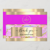 Thank Business Insert Card Holigraphロゴ金ゴールド 招待状 (正面/裏面)