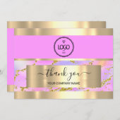 Thank Business Insert Card Holigraph Pink金ゴールド 招待状 (正面/裏面)