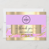 Thank Business Insert Card Holigraph Pink 招待状 (正面)