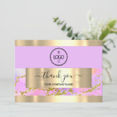 Thank Business Insert Card Holigraph Pink 招待状 (スタンド正面)