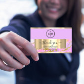 Thank Business Insert Card Holigraph Pink 招待状