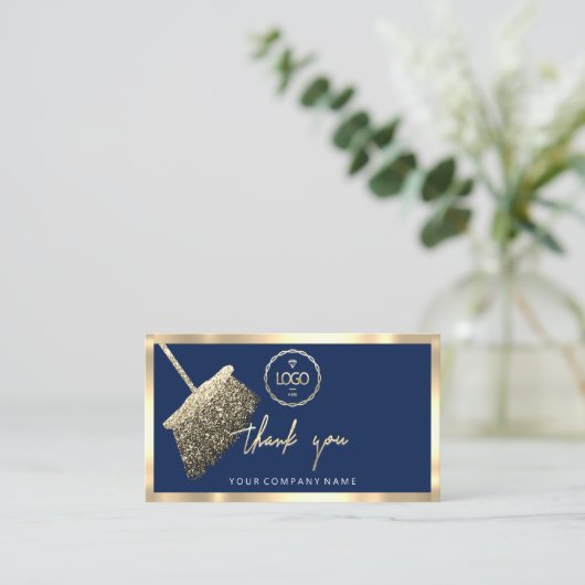 Thank Business Insert Logo Cleaningネイビー 名刺 (スタンド正面)