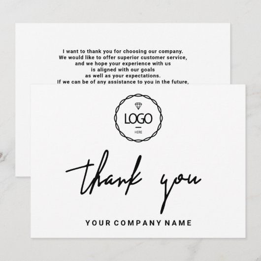 Thank Business Insert Logo Minimalism White 招待状 (正面/裏面)