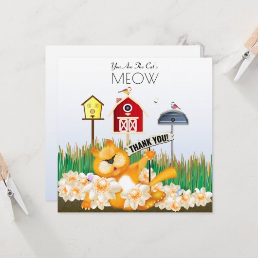 Thank Cat and Birds in the Garden カード (正面/裏面インサイチュ)