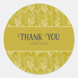 Thank Chevronパターンヴィンテージ金ゴールドのパーソナライズ ラウンドシール