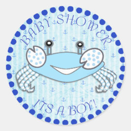 Thank Crab Baby Showerステッカー航海のありがとう ラウンドシール