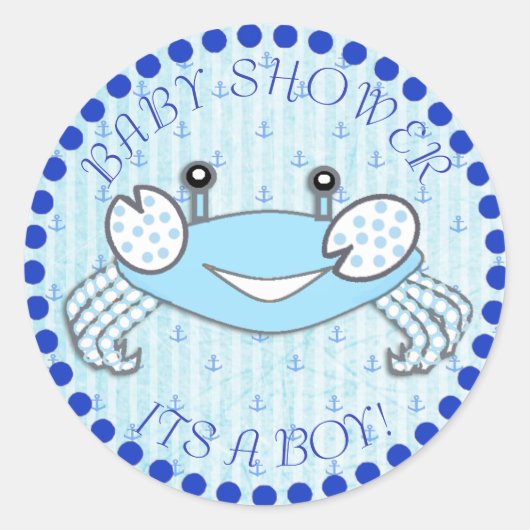Thank Crab Baby Showerステッカー航海のありがとう ラウンドシール (正面)