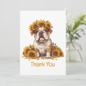 Thank English Bulldog Sunflower Crown サンキューカード (スタンド正面)