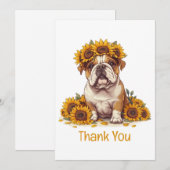 Thank English Bulldog Sunflower Crown サンキューカード (正面/裏面)