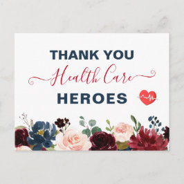 Thank Healthcare Heroes Burgundy Navyフローラ ポストカード