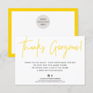 THANK INSERT CUTE BIRO モダン business yellow サンキューカード