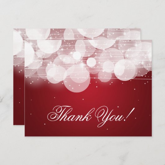 Thank Note Glow & Sparkle Red ポストカード (正面/裏面)