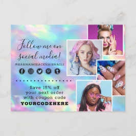 Thank Pastel Rainbow Swash Chic Logo 4-Photo ポストカード