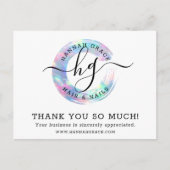 Thank Pastel Rainbow Swash Chic Logo 4-Photo ポストカード (正面)