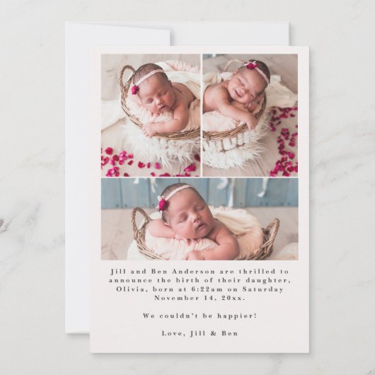 Thank Photos Script 生まれたばかりの Writhl 案内状 (裏面)