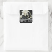 Thank Pug Pupy Dog Black & White スクエアシール (バッグ)