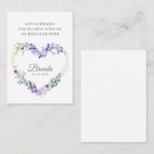 Thank Purple Floral Heart for Bridal Shower Name 名刺 (正面/裏面)