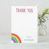 Thank Rainbow Kids パーソナライズされたパーティー サンキューカード (スタンド正面)