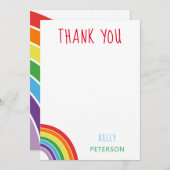Thank Rainbow Kids パーソナライズされたパーティー サンキューカード (正面/裏面)