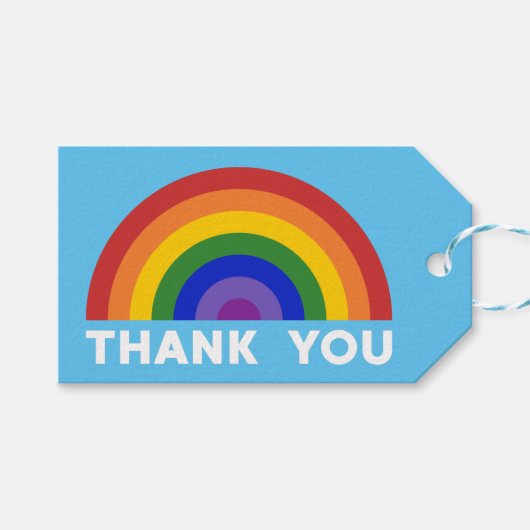 Thank Rainbow on Light Blue ギフトタグ (正面(横))