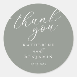 Thank Sage Green Minimalist 結婚's ラウンドシール