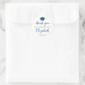 Thank Script Blue Grad Graduation Party Feet ラウンドシール (バッグ)