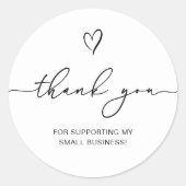 Thank Script Small Businessハート ラウンドシール (正面)