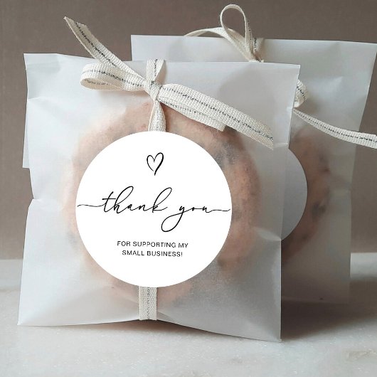 Thank Script Small Businessハート ラウンドシール