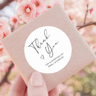 Thank Script Small Businessハート ラウンドシール