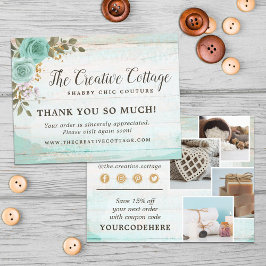 Thank Shabbyシックなフローラウッド4-Photoはがき ポストカード