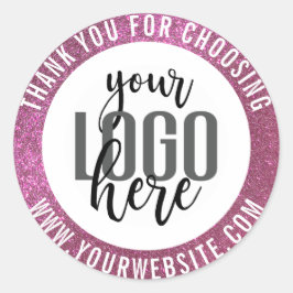 Thank Sparkly Pinkグリッタービジネスロゴ ラウンドシール