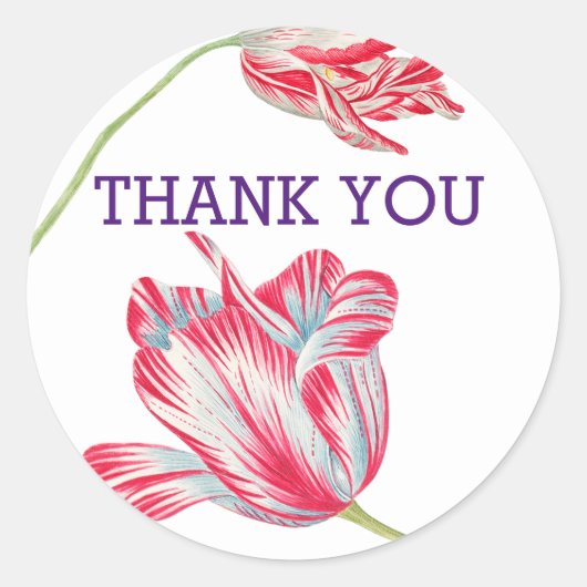Thank Tulips Round Stickers ラウンドシール (正面)