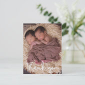 Thank Twin Birth Announcement Vertical ポストカード (スタンド正面)