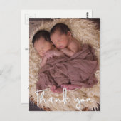 Thank Twin Birth Announcement Vertical ポストカード (正面/裏面)