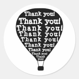 Thank Word Art Hot Air Balloon白黒 ラウンドシール