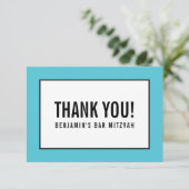 THANK YOUおもしろいはっきりしたブロック黒ターコイズ 出欠カード (スタンド正面)