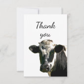 Thank Youおもしろい奇妙なホルスタイン牛の覗き サンキューカード (正面)