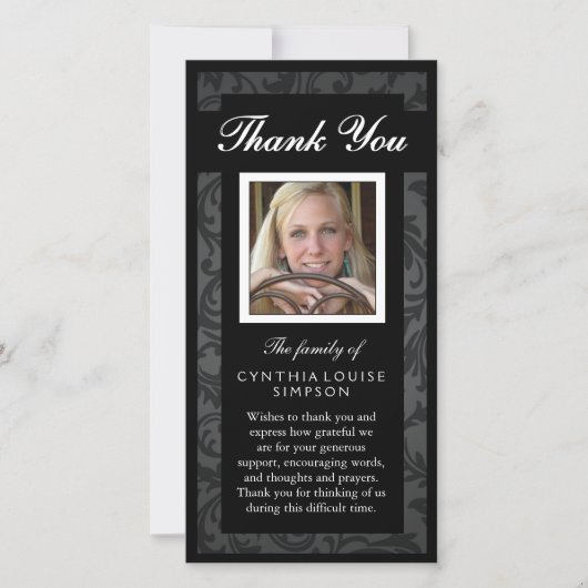 Thank Youカスタム Photo Black & White Photo Card サンキューカード (正面)