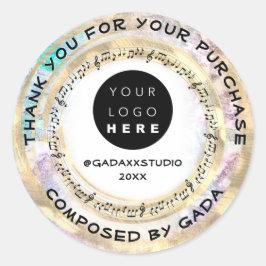 Thank YouショッピングミュージックロゴSocial Notes ラウンドシール