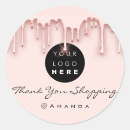 Thank Youショッピング名ロゴバラ赤面 ラウンドシール