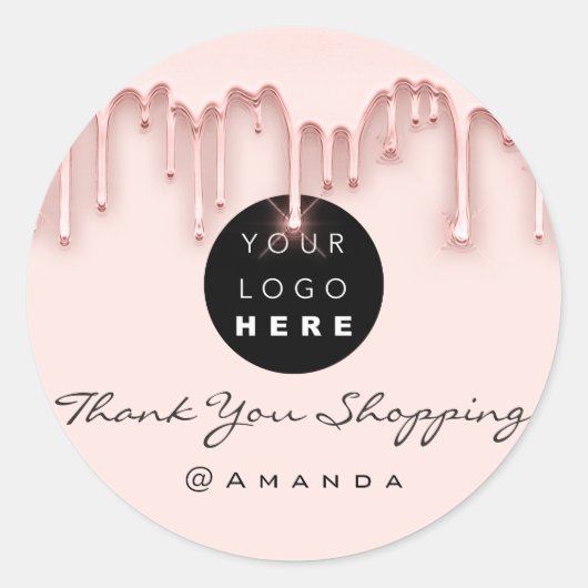 Thank Youショッピング名ロゴバラ赤面 ラウンドシール (正面)