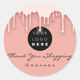 Thank Youショッピング名ロゴバラ赤面 ラウンドシール