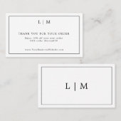 Thank YouシンプルBlack and White Monogram Insert 名刺 (正面/裏面)