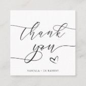 Thank Youスクリプトハートベーカリー会社ロゴQRコード スクエア名刺 (正面)