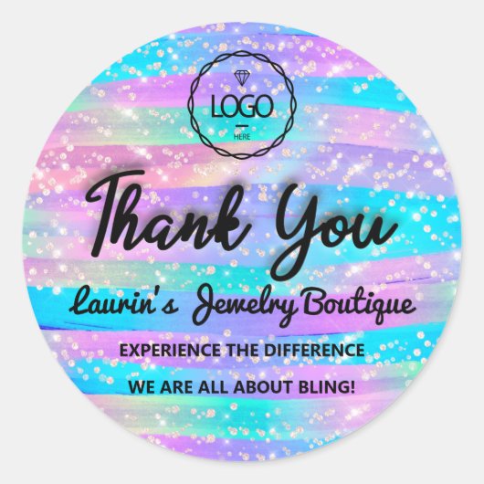 Thank Youスクリプト名くもの巣ストロークMermaid Blue ラウンドシール (正面)